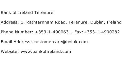 Bank of Ireland Terenure Address Contact Number