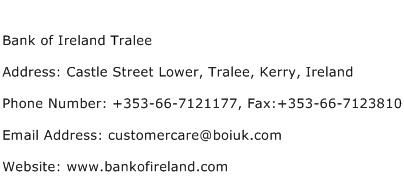 Bank of Ireland Tralee Address Contact Number