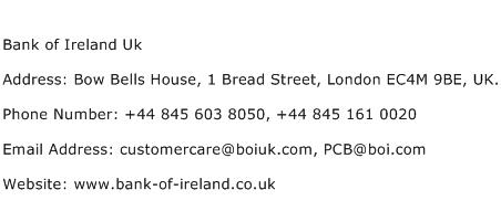 Bank of Ireland Uk Address Contact Number