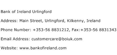 Bank of Ireland Urlingford Address Contact Number