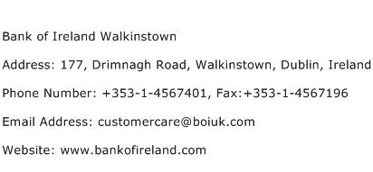 Bank of Ireland Walkinstown Address Contact Number