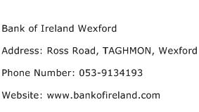 Bank of Ireland Wexford Address Contact Number