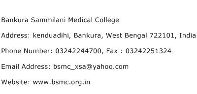 Bankura Sammilani Medical College Address Contact Number