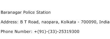 Baranagar Police Station Address Contact Number