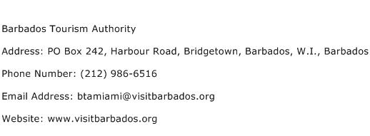Barbados Tourism Authority Address Contact Number