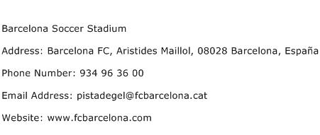 Barcelona Soccer Stadium Address Contact Number
