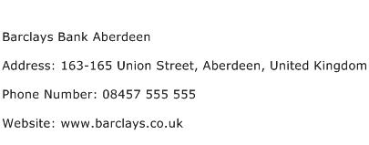 Barclays Bank Aberdeen Address Contact Number