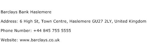Barclays Bank Haslemere Address Contact Number
