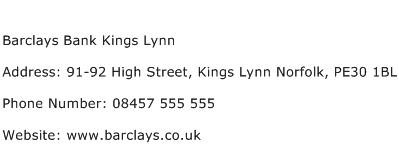Barclays Bank Kings Lynn Address Contact Number