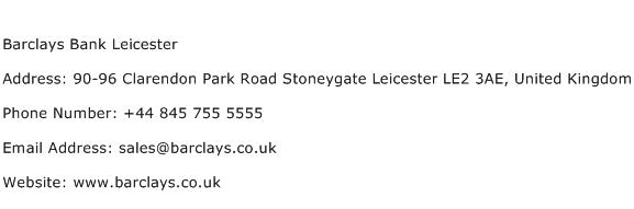 Barclays Bank Leicester Address Contact Number