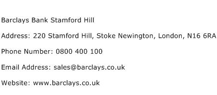Barclays Bank Stamford Hill Address Contact Number