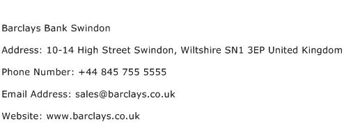 Barclays Bank Swindon Address Contact Number
