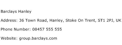 Barclays Hanley Address Contact Number