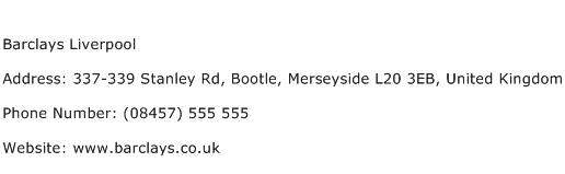 Barclays Liverpool Address Contact Number