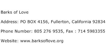 Barks of Love Address Contact Number