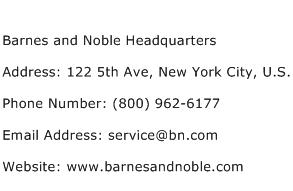 Barnes and Noble Headquarters Address Contact Number
