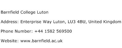 Barnfield College Luton Address Contact Number