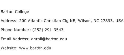 Barton College Address Contact Number
