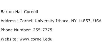 Barton Hall Cornell Address Contact Number