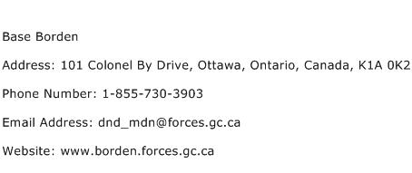 Base Borden Address Contact Number