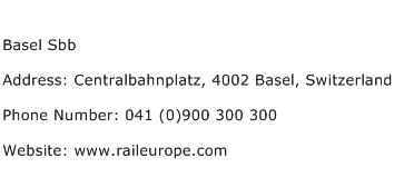 Basel Sbb Address Contact Number