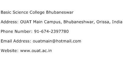Basic Science College Bhubaneswar Address Contact Number