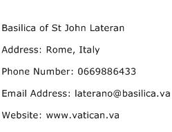 Basilica of St John Lateran Address Contact Number