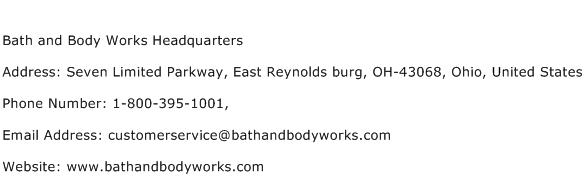 Bath and Body Works Headquarters Address Contact Number