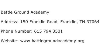 Battle Ground Academy Address Contact Number