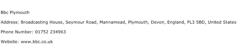 Bbc Plymouth Address Contact Number