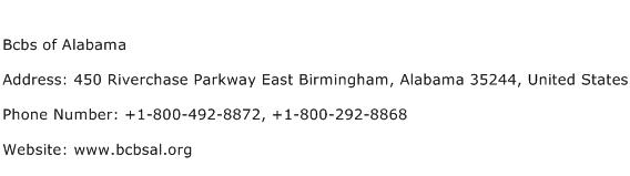 Bcbs of Alabama Address Contact Number