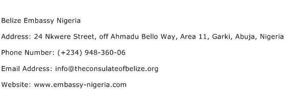 Belize Embassy Nigeria Address Contact Number