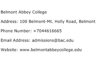 Belmont Abbey College Address Contact Number