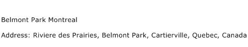 Belmont Park Montreal Address Contact Number