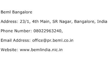 Beml Bangalore Address Contact Number