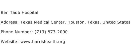 Ben Taub Hospital Address Contact Number