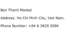 Ben Thanh Market Address Contact Number