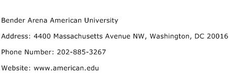 Bender Arena American University Address Contact Number