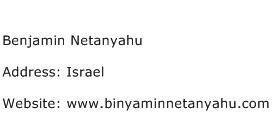 Benjamin Netanyahu Address Contact Number