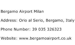 Bergamo Airport Milan Address Contact Number