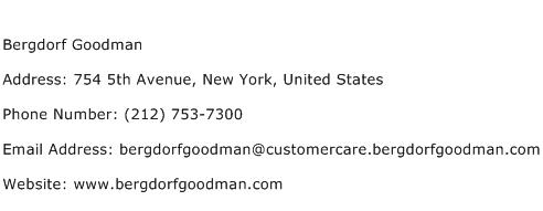 Bergdorf Goodman Address Contact Number
