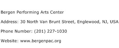 Bergen Performing Arts Center Address Contact Number