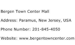 Bergen Town Center Mall Address Contact Number