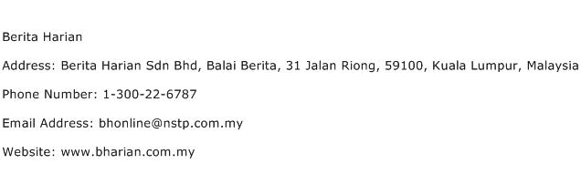 Berita Harian Address Contact Number