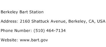 Berkeley Bart Station Address Contact Number