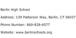 Berlin High School Address Contact Number