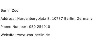 Berlin Zoo Address Contact Number