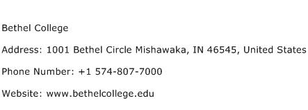 Bethel College Address Contact Number