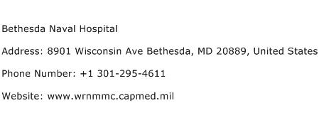 Bethesda Naval Hospital Address Contact Number