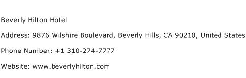 Beverly Hilton Hotel Address Contact Number